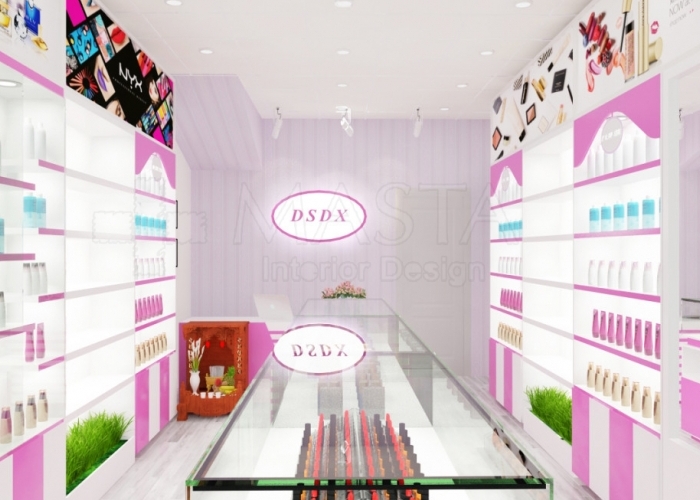 Thiết kế nội thất shop mỹ phẩm 75m2 của anh Thuận tại Tiền Giang